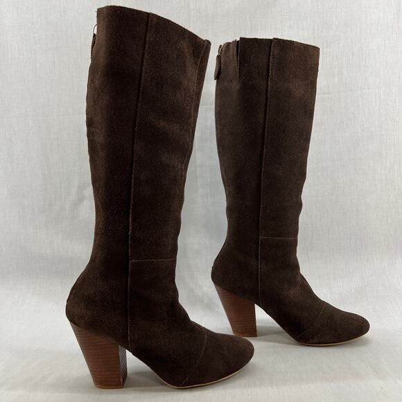 Matisse Knee High-Tall- Suede Leather-Block Heel Boot - Brown- Women size 8 - Picture 6 of 14